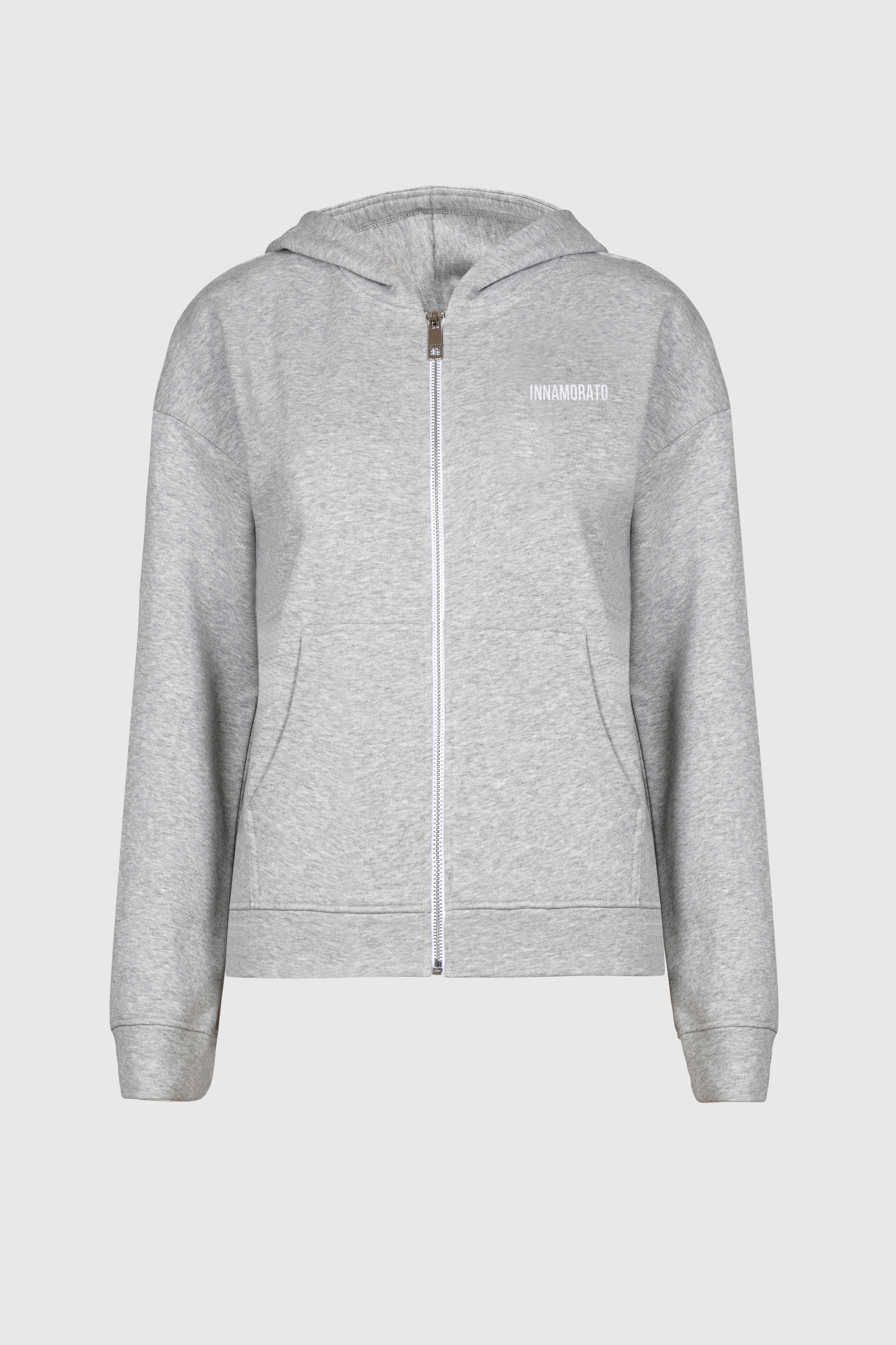 Light grey melange zip hoodie