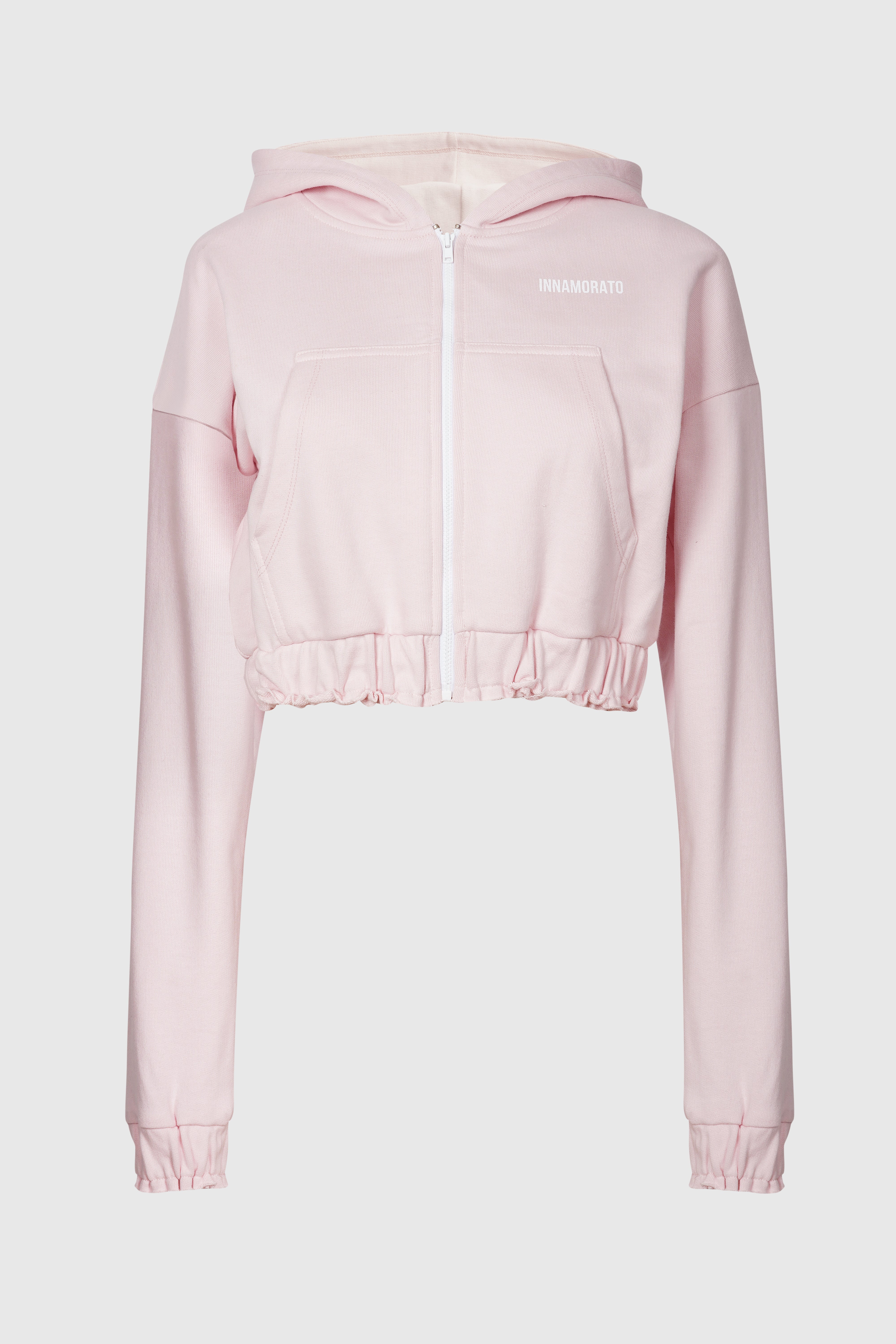 Cropped zip hoodie with elasticated hem from innamoratoclo.com