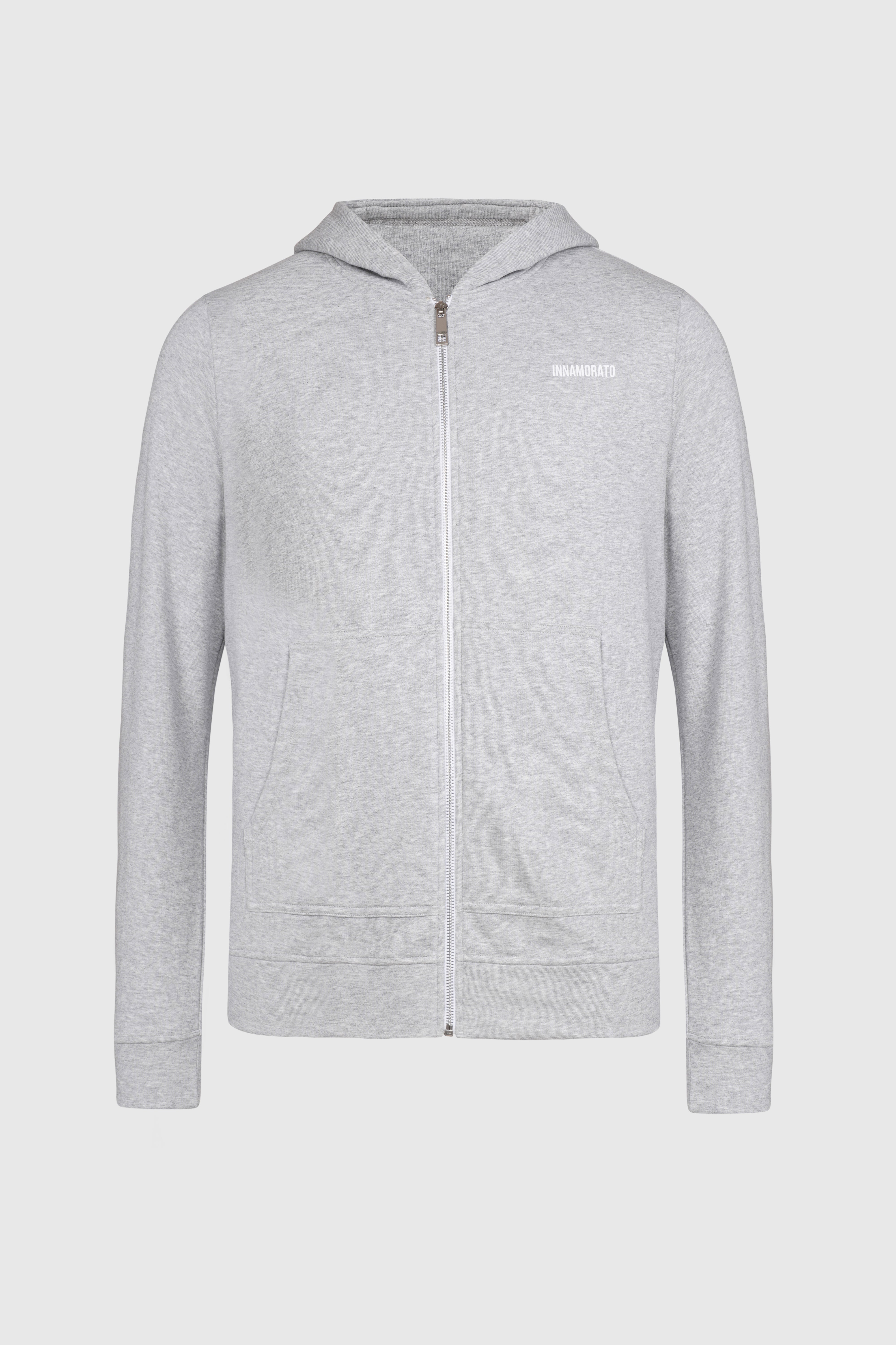 Light grey melange zip hoodie