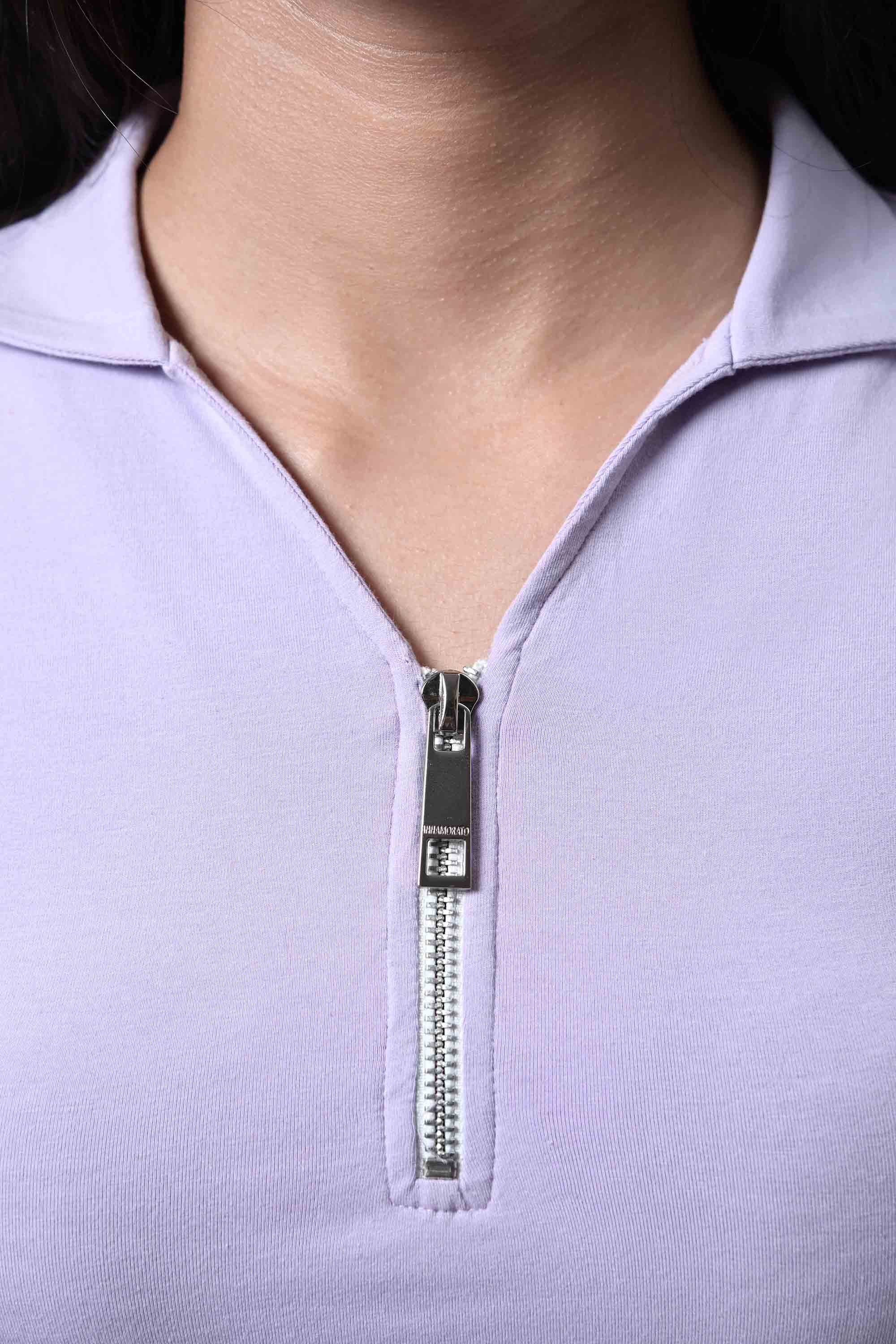 Long sleeved baby tee with zip- Purple from innamoratoclo.com