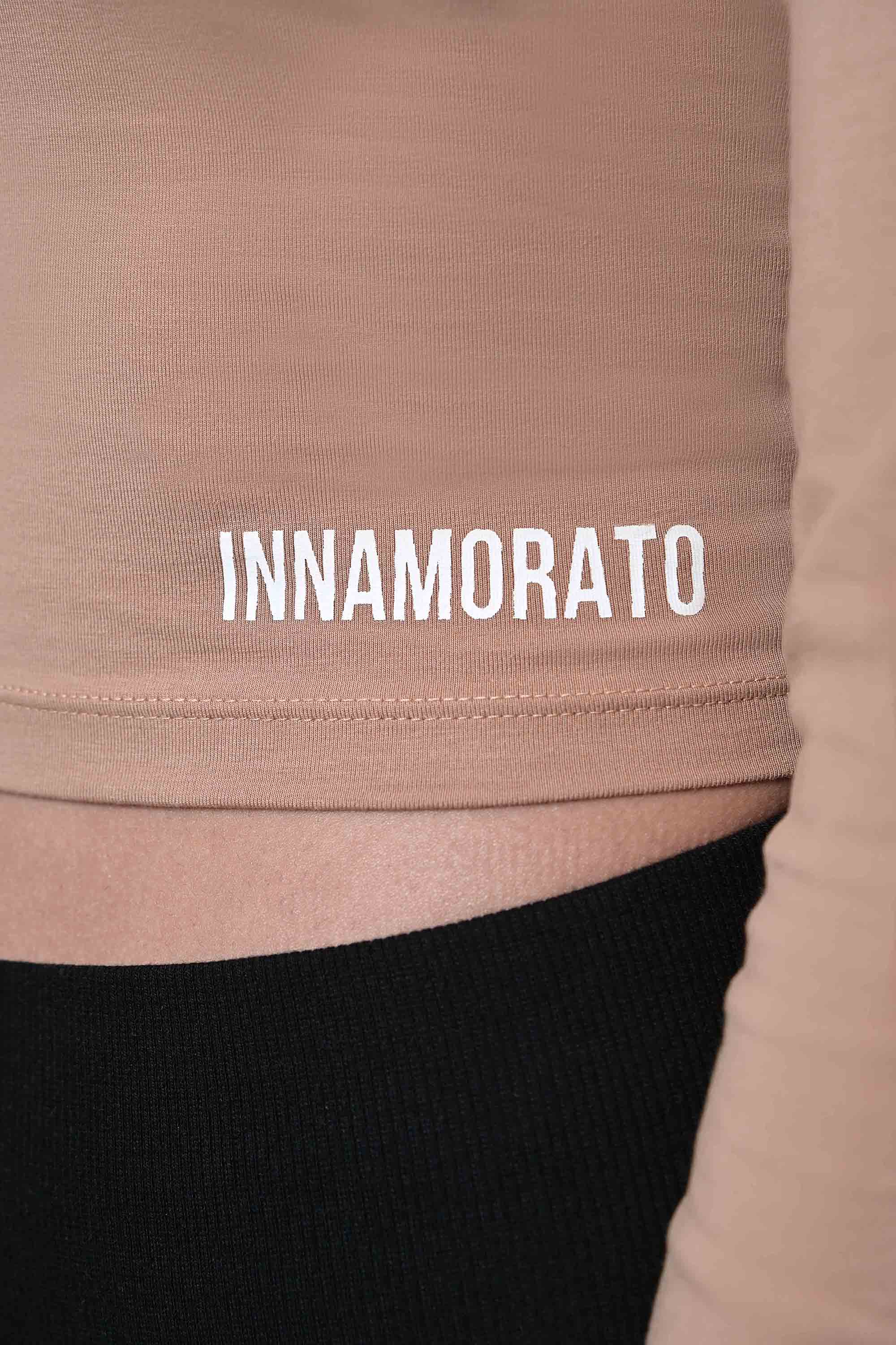 Long sleeved baby tee with zip- Brown from innamoratoclo.com