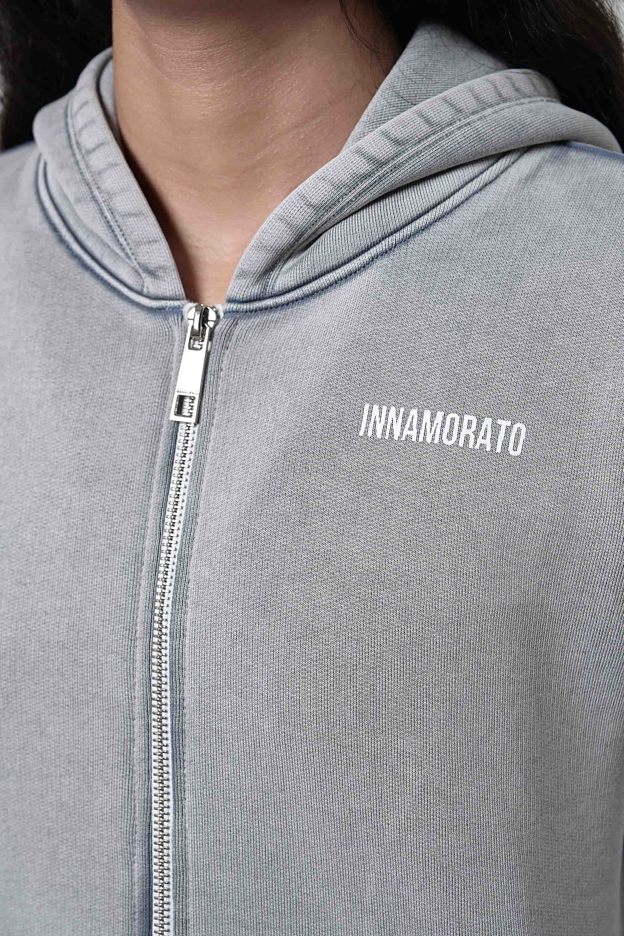 Mineral washed zip hoodie from innamoratoclo.com