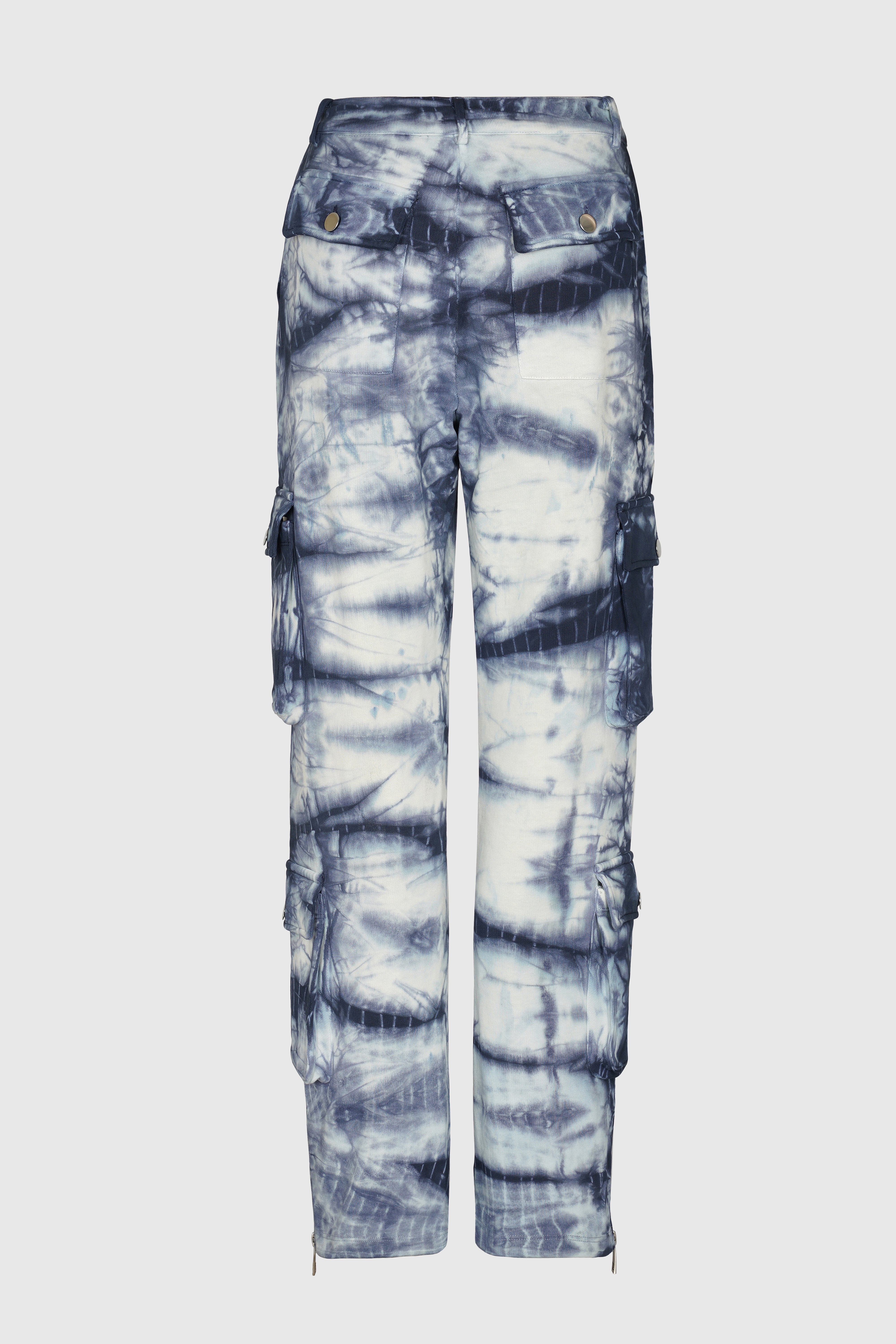 Tie & dye cargo pants with rubberized logo patch from innamoratoclo.com