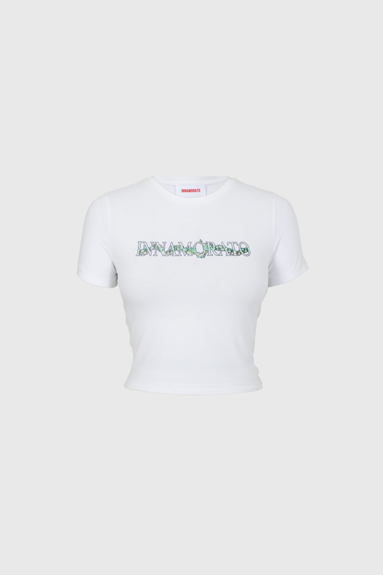 Floral logo baby tee from innamoratoclo.com