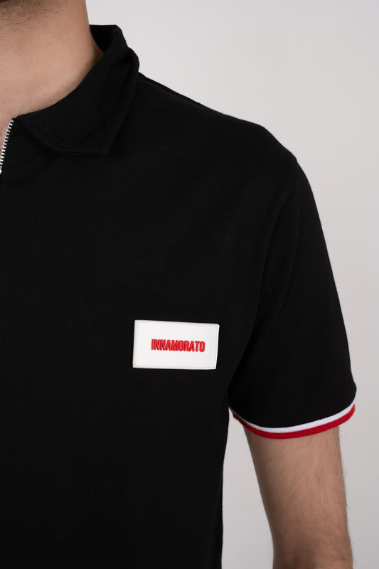 Polo t-shirt with rubberized logo patch from innamoratoclo.com
