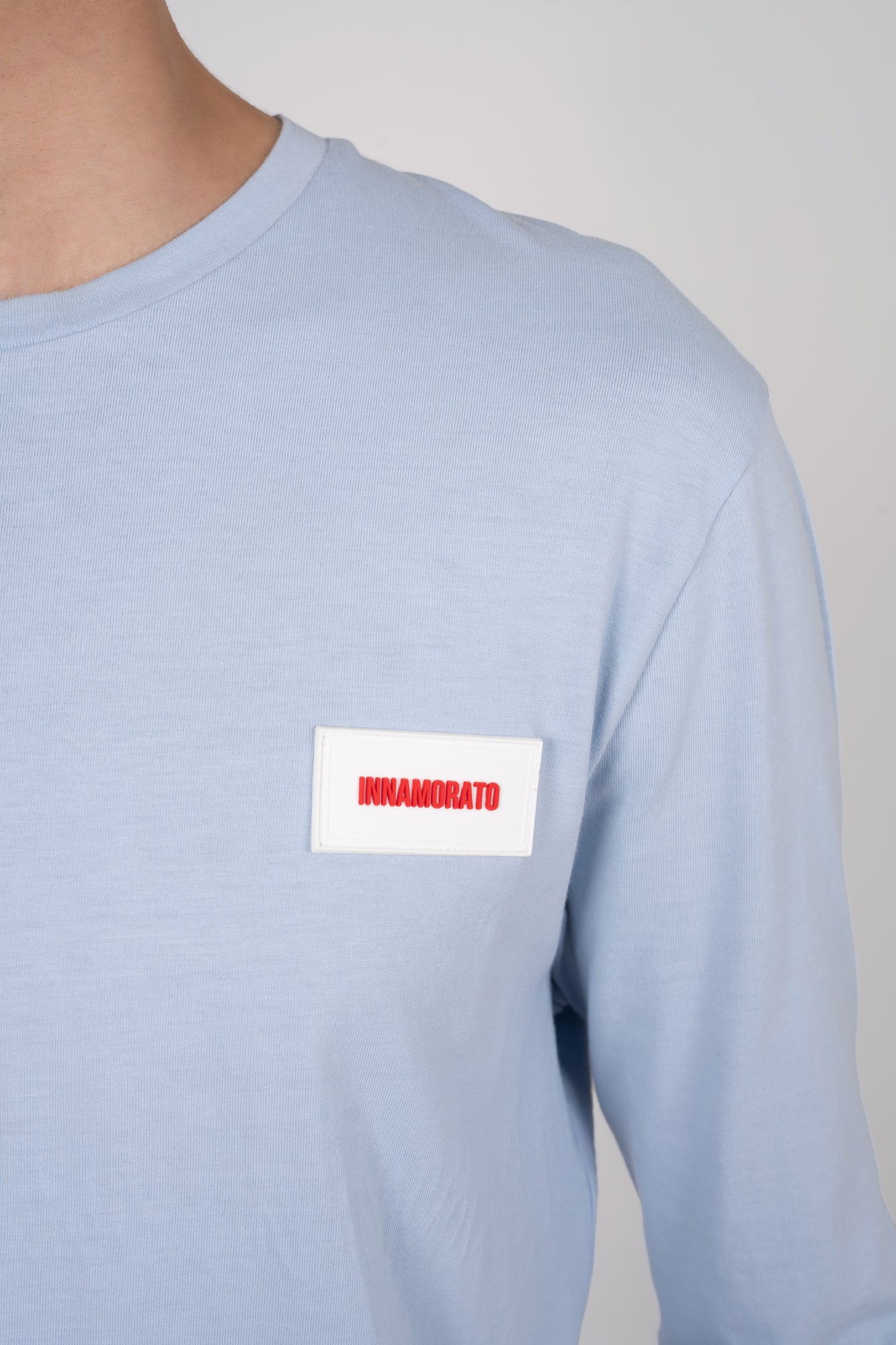 Long sleeve supima cotton t-shirt with rubberized logo patch from innamoratoclo.com