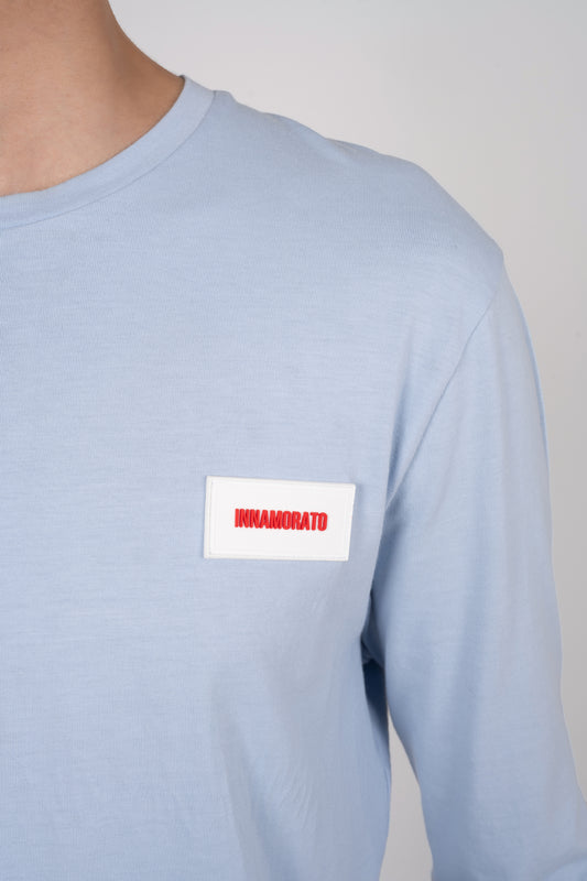 Long sleeve supima cotton t-shirt with rubberized logo patch from innamoratoclo.com