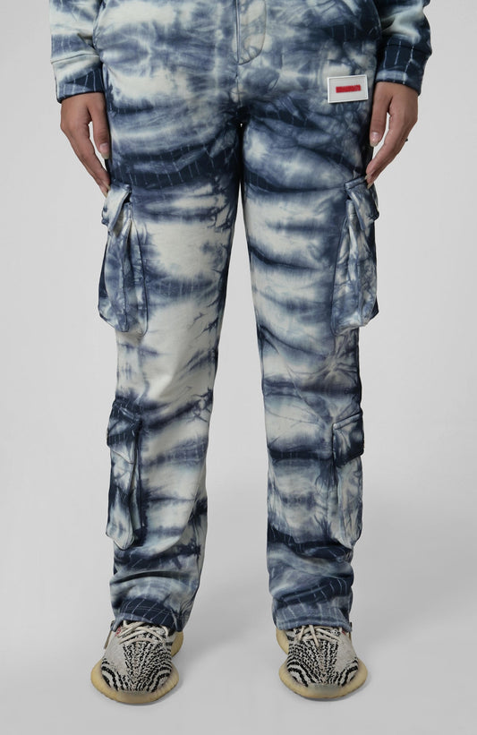 Tie & dye cargo pants with rubberized logo patch from innamoratoclo.com