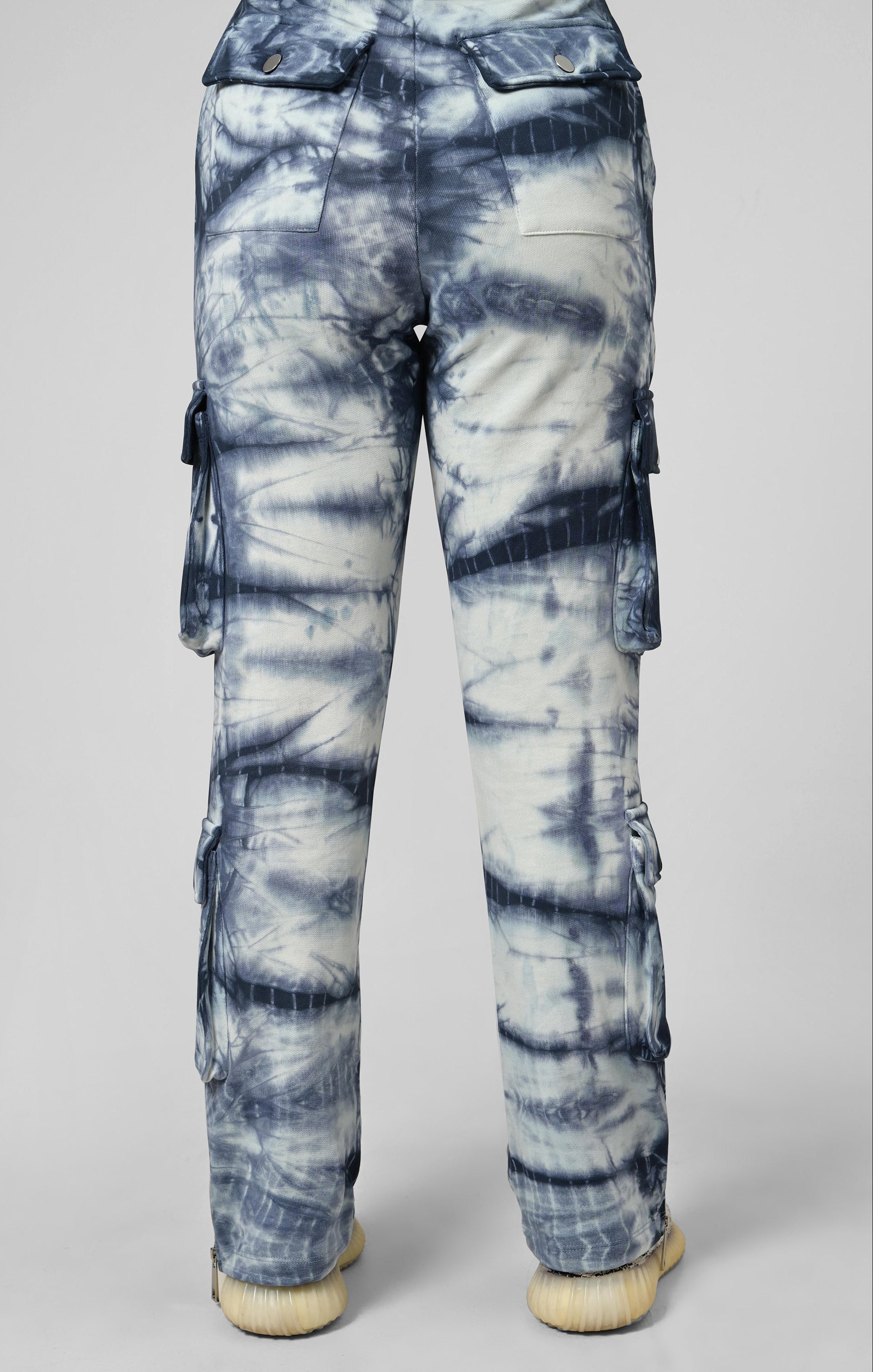 Tie & dye cargo pants with rubberized logo patch from innamoratoclo.com