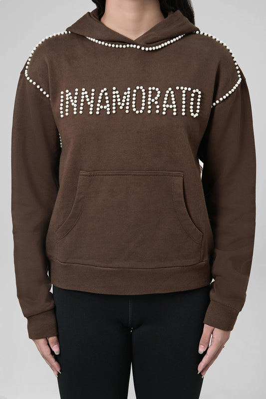 Pearl embellished hoodie from innamoratoclo.com